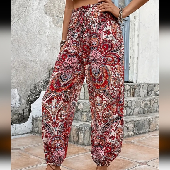 Boho Smocked Waist Joggers - Picture 4 of 7